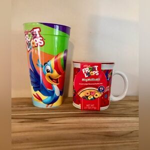 NEW KELLOGGS Froot Loops Ceramic Coffee Tea Mug Tall Plastic Cold Beverage Cup